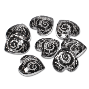 Royal Nails Rhinestones: Decorative stones Black Silver Heart 10x10mm